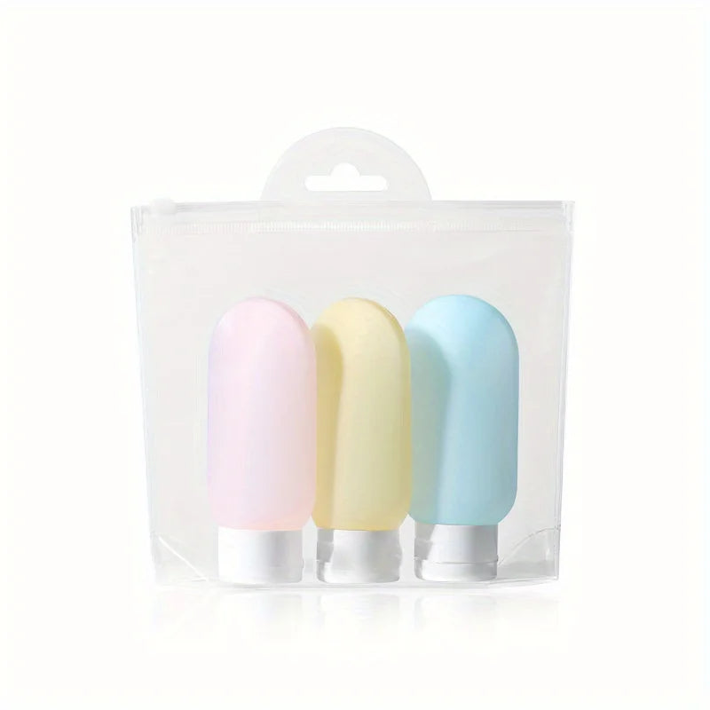 3pc Travel Bottle Set, Refillable, Leak-proof, for Shampoo, Lotion, Shower Gel, Portable Personal Care Accessories