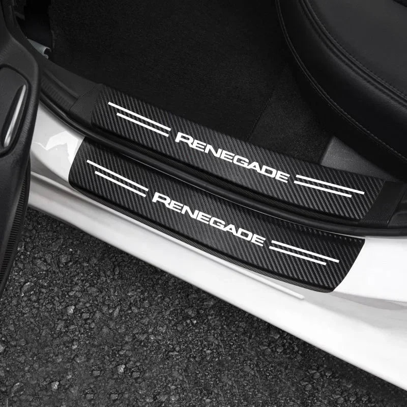Car Carbon Fiber Threshold Protective Film Anti Scratch Waterproof Car Stickers Rear Bumper Guard For JEEP RENEGADE accessories