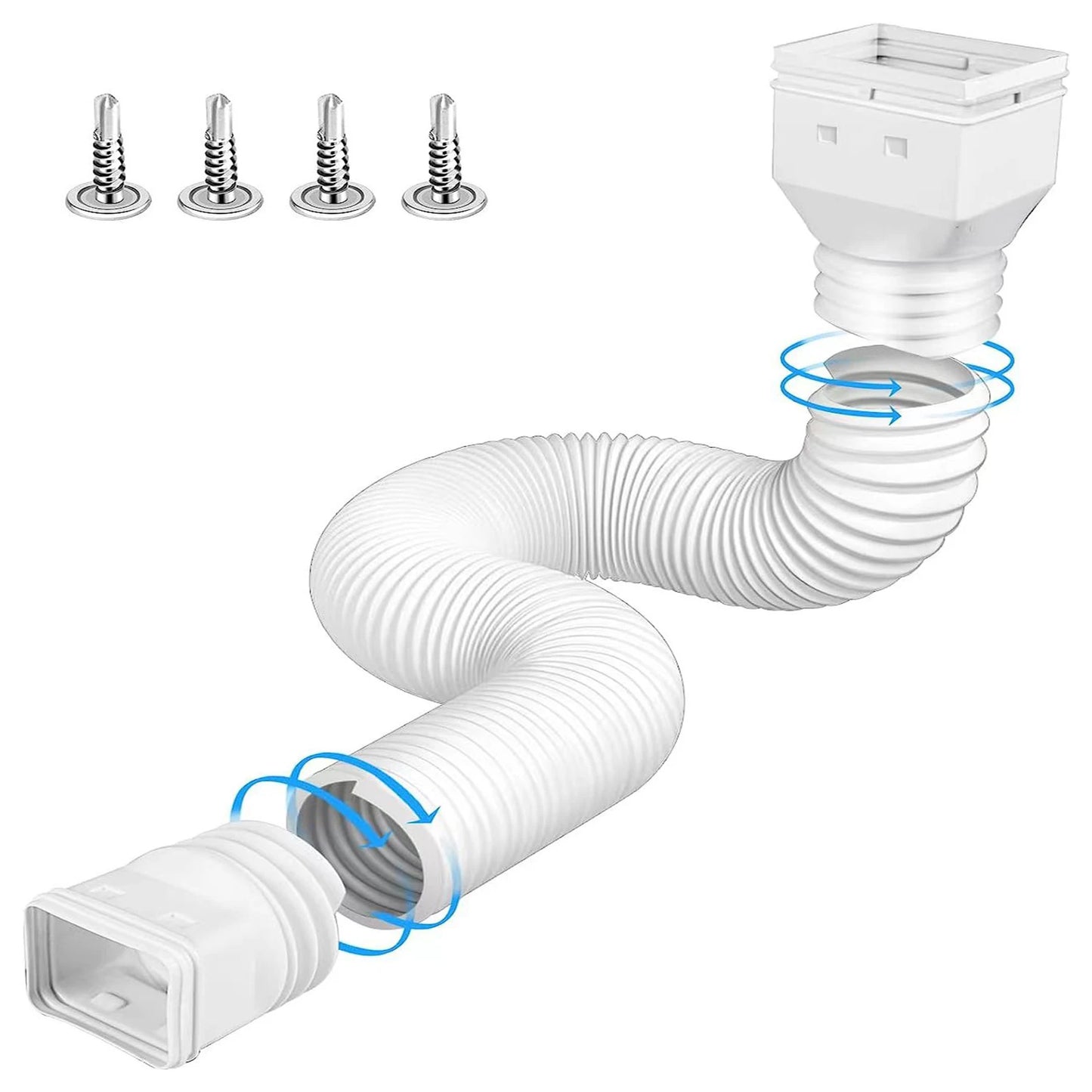 Rain Gutter Downspout Extensions Flexible Drain Downspout Extender Connector with 3x4in and 2x3in Connectors Screws for Included