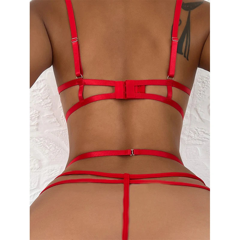 Lace Seamless Bodysuit Babydoll Pajamas Deep V Open Bra Crotchless Corset Set Hot Women See-Through Green Sex Romantic Lingerie
