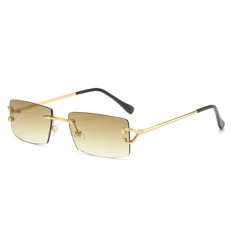 Square rimless sunglasses women Europe and the United States fashion modern glasses with street shot fashionable sunglasses