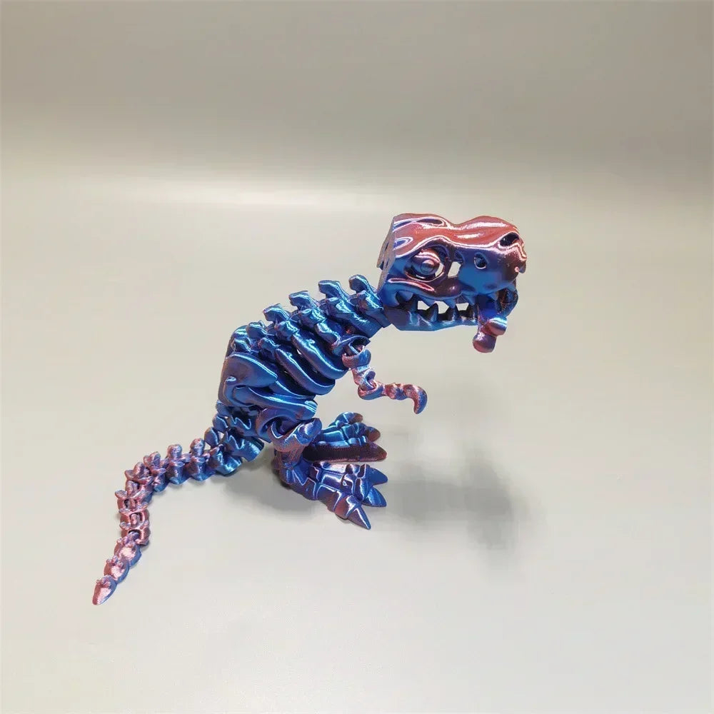 10Pcs Tyrannosaurus Rex Fossil Dragon 3D Printing Skull Dragon Movable Joint Decoration Toy Can Stand Big-mouth Dinosaur Model