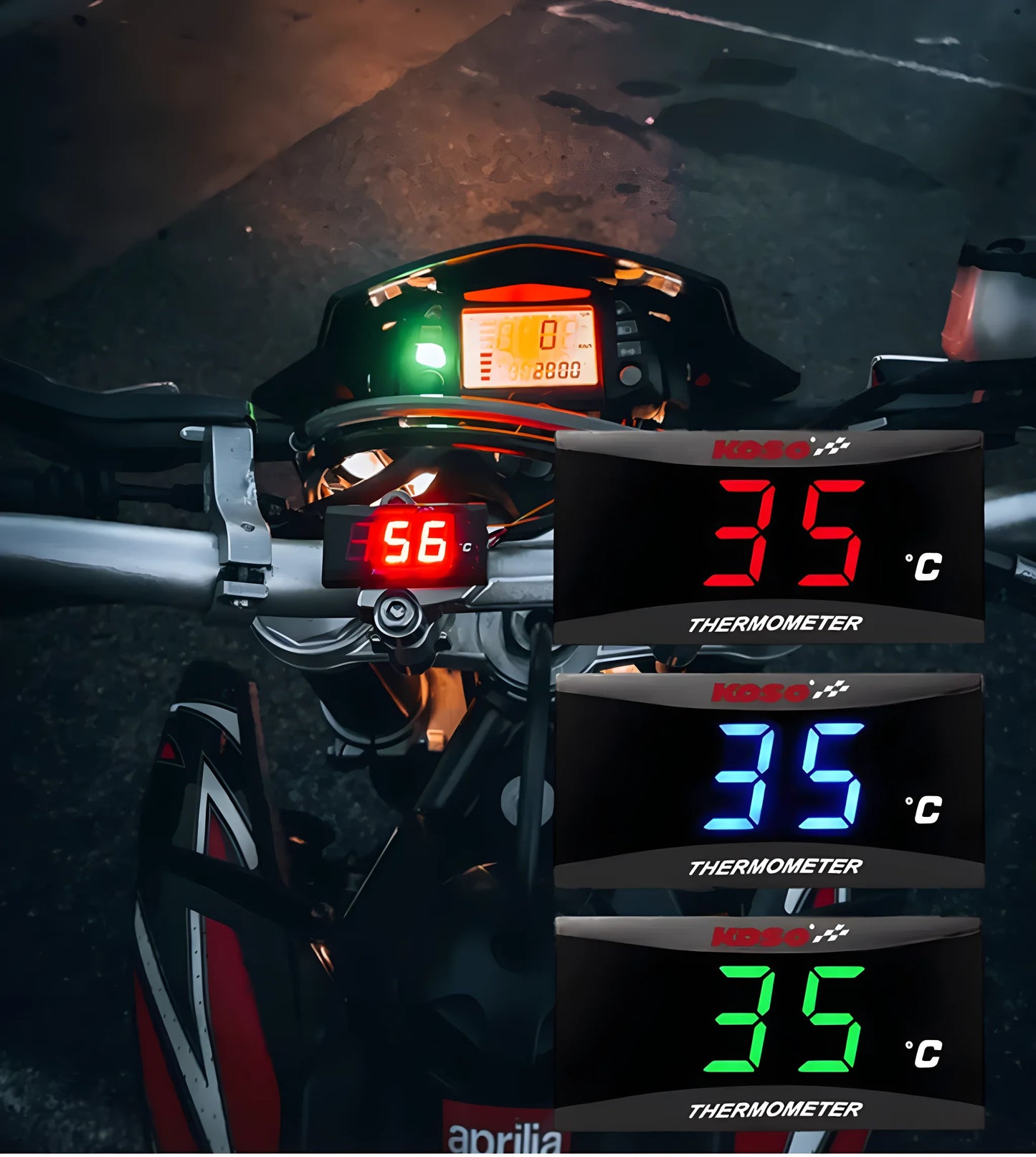 Motorcycle Oil Temperature Gauge Koso Oil Temp LCD Digital Universal Instrument For Yamaha Kawasaki Honda