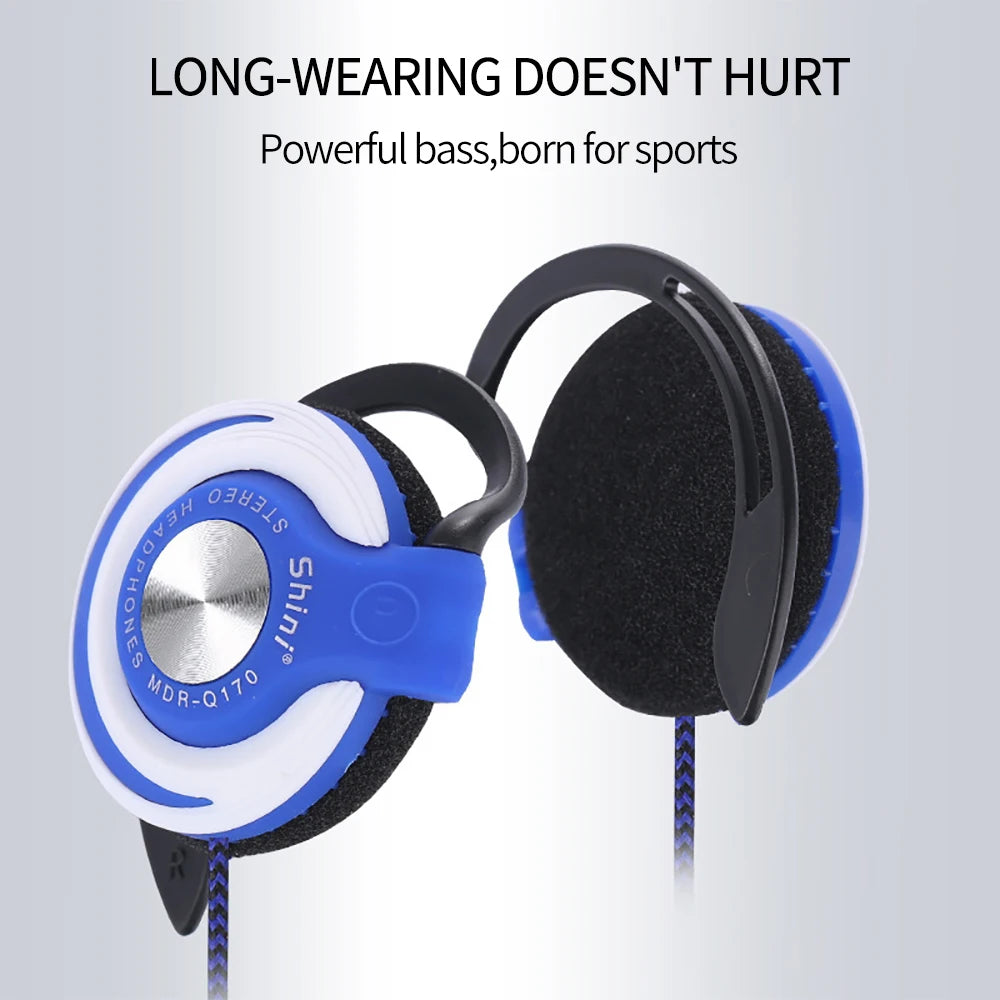 Q170 Universal 3.5mm Wired Headphones HIFI Heavy Bass Headset Over-ear Adjustable Ear Hook Earphones Music Earphone
