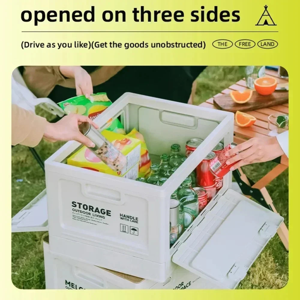 Storage Box Portable Camping Foldable Uncovered Storage Box Car Trunk Storage Table Dual Purpose Picnic Practical Outdoor Tools