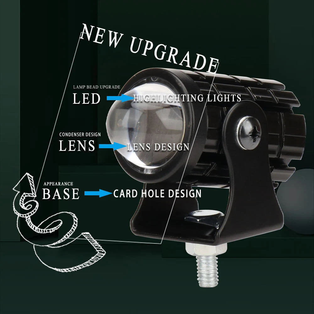 Motorcycle Mini Driving Light Dual Colo for Headlight Auxiliary Spotlight Lamp R ATV Scooter Moto Fog Light Accessories 12V