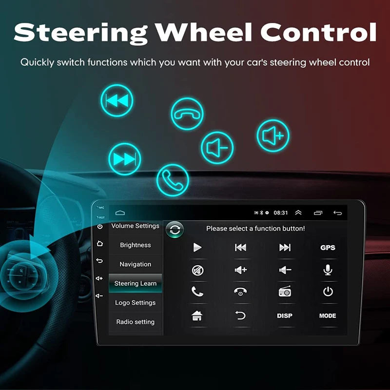 Android12 Car Radio Auto 8 Core 4+64G Din 9"/10" Universal QLED In-Dash GPS Navigation with Wireless CarPlay Reverse Camera AHD