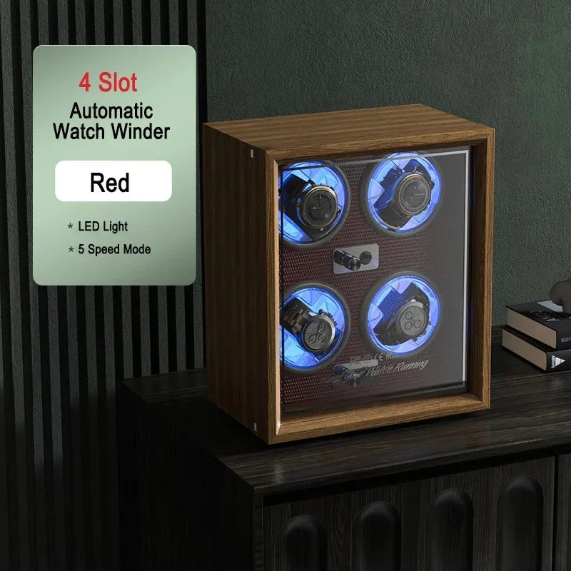 IBBETON Luxury Wood Watch Winder High-End  2 4 6 Slots Automatic Watches Box With Mabuchi Mute Motor Watch Cabinet Clock Storage