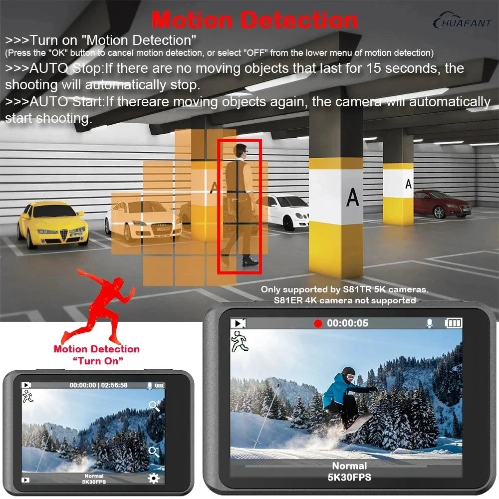 5K Action Camera 4K60FPS Dual IPS Touch LCD WiFi 170° DVR Action Cam 30M Waterproof 5X Zoom Sports Camera With Remote Control