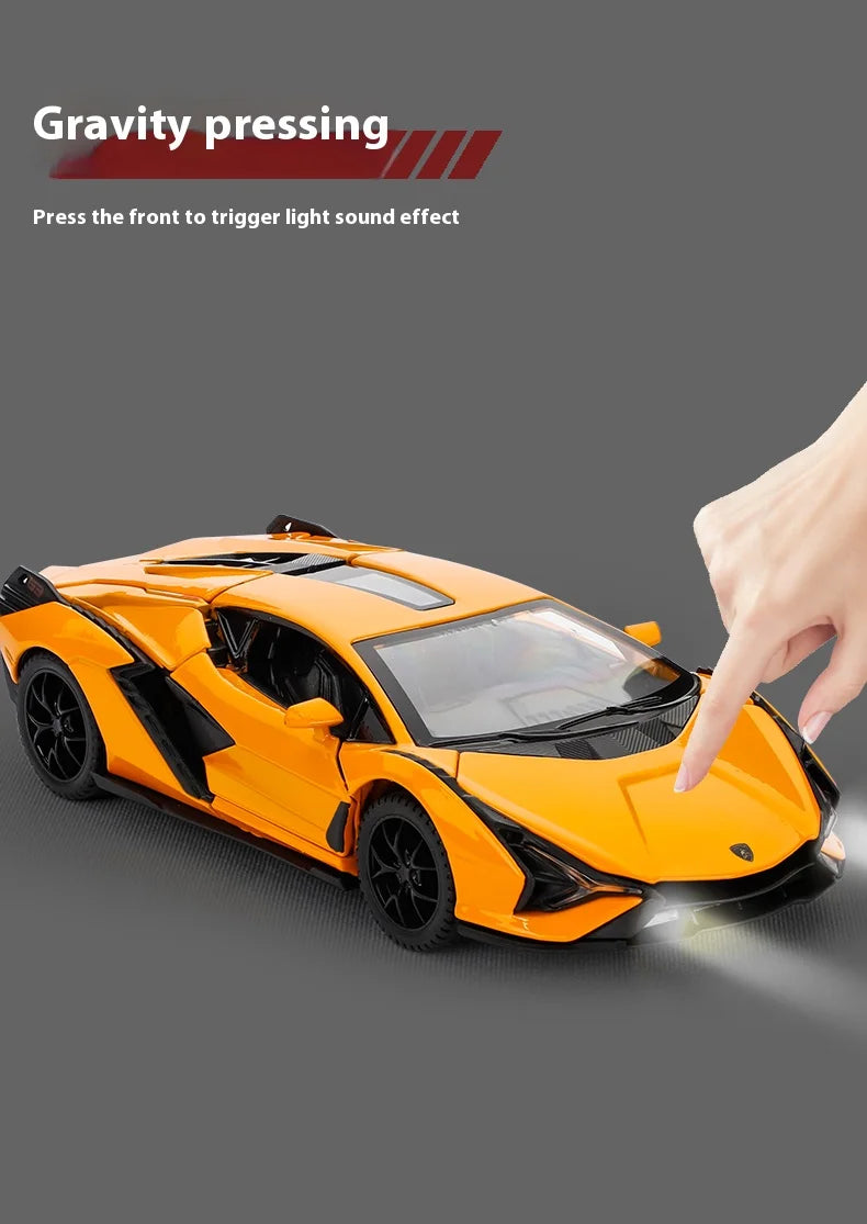 1:32 Lamborghini Alloy Model - Sound & Light, Pull-Back Action, Gift for Kids & Car Fans