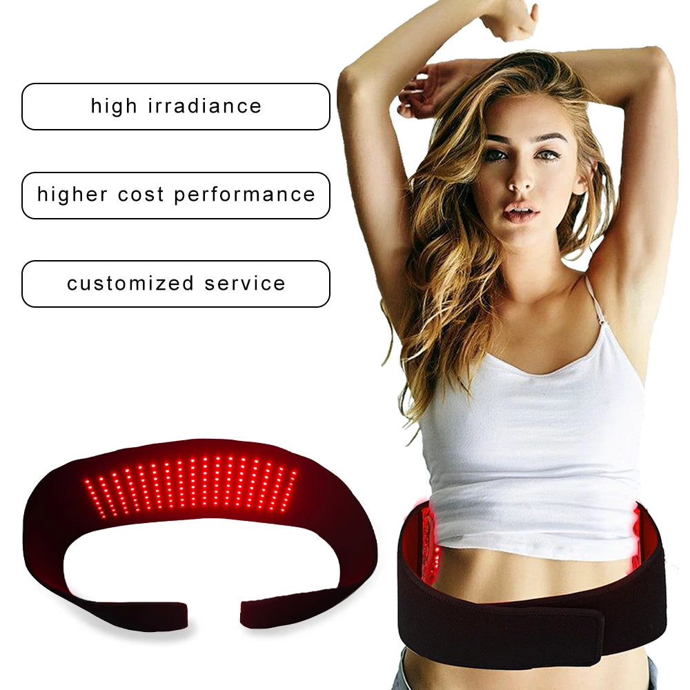 Red Light Therapy Pad, 660nm&850nm Infrared Red Light Therapy Belt with Vibration & Pulse for Shoulder Waist Muscle Pain Relief