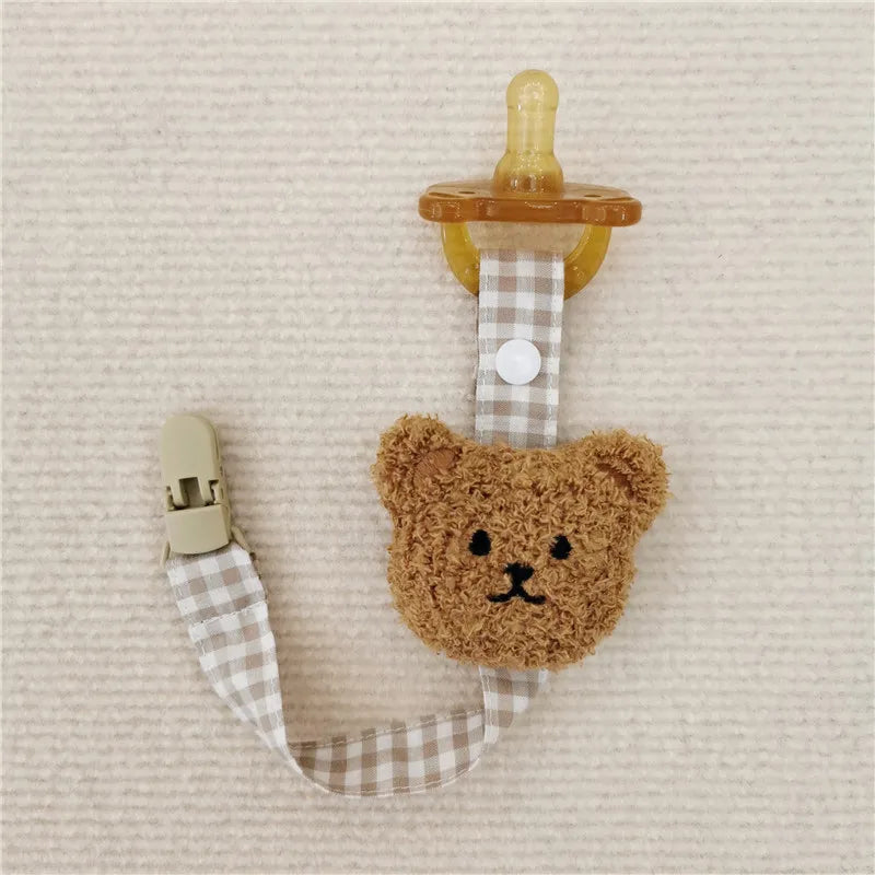 Cute Bear Baby Pacifier Clip Chain Dummy Holder Soother Pacifier Clips Strap Nipple Holder Infant Feeding Babies Accessories