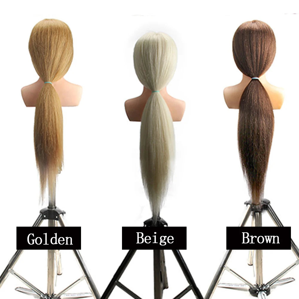 Training Head Wirh Shoulder 28inch Mannequin Head Professional Dolls Head For Cosmetology Manikin Salon Tools Brown Golden