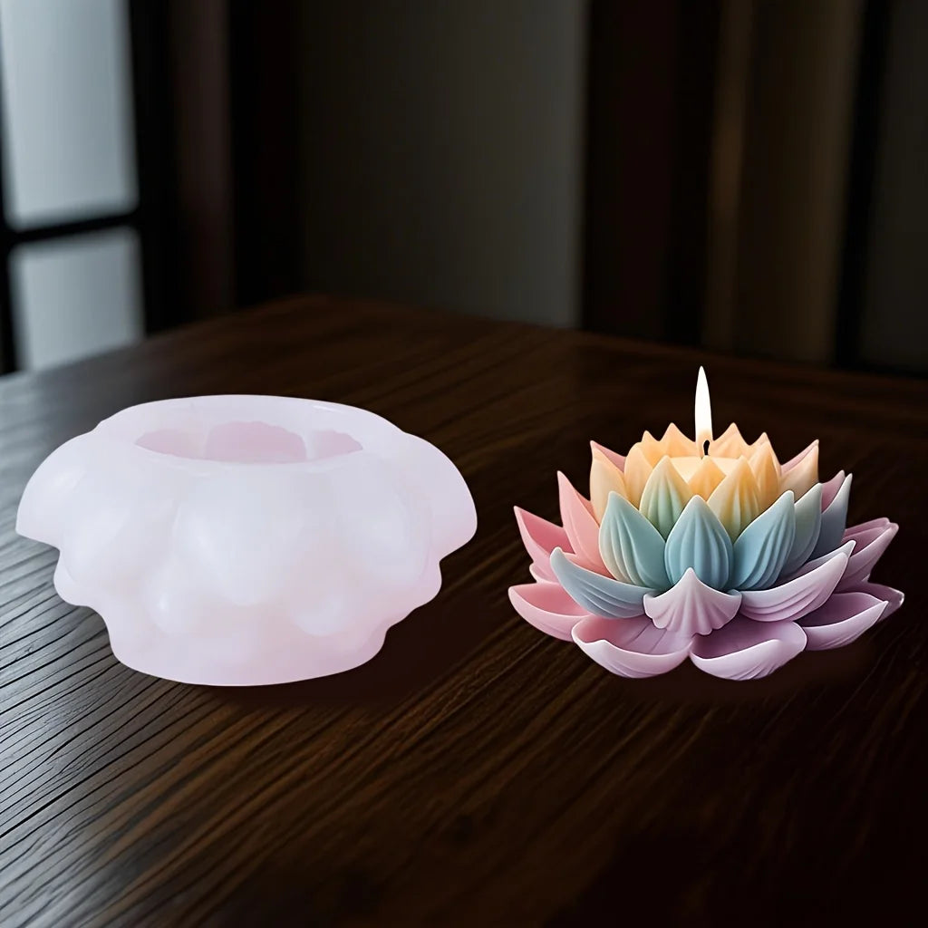 Silicone Lotus Mold, DIY Aromatherapy Candle Craft, Wedding Decoration Rose Candle Making Set, Valentine's Day Flower Mold