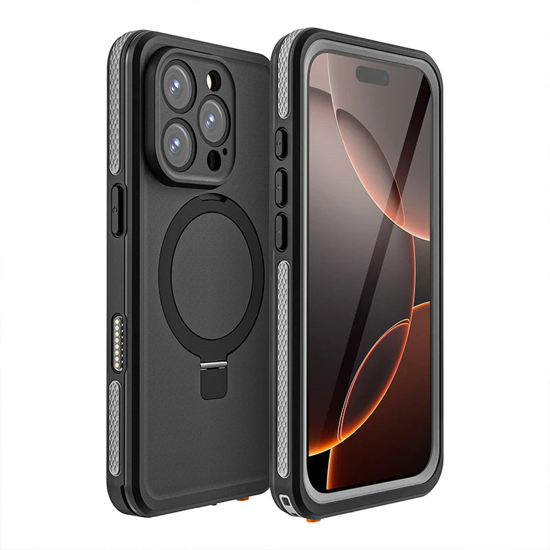 Magnetic Charging with Stand Anti Fall IP68 Waterproof Case For iPhone 16 15 Pro Max Plus Drop proof Diving Swim Outdoor Sport