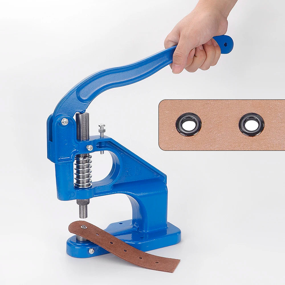 1Set Manual Aluminum Hand Press Machine Set with Double Cap Rivet Dies - DIY Leather Craft Supplies with Hole Punch Eyelet Tools