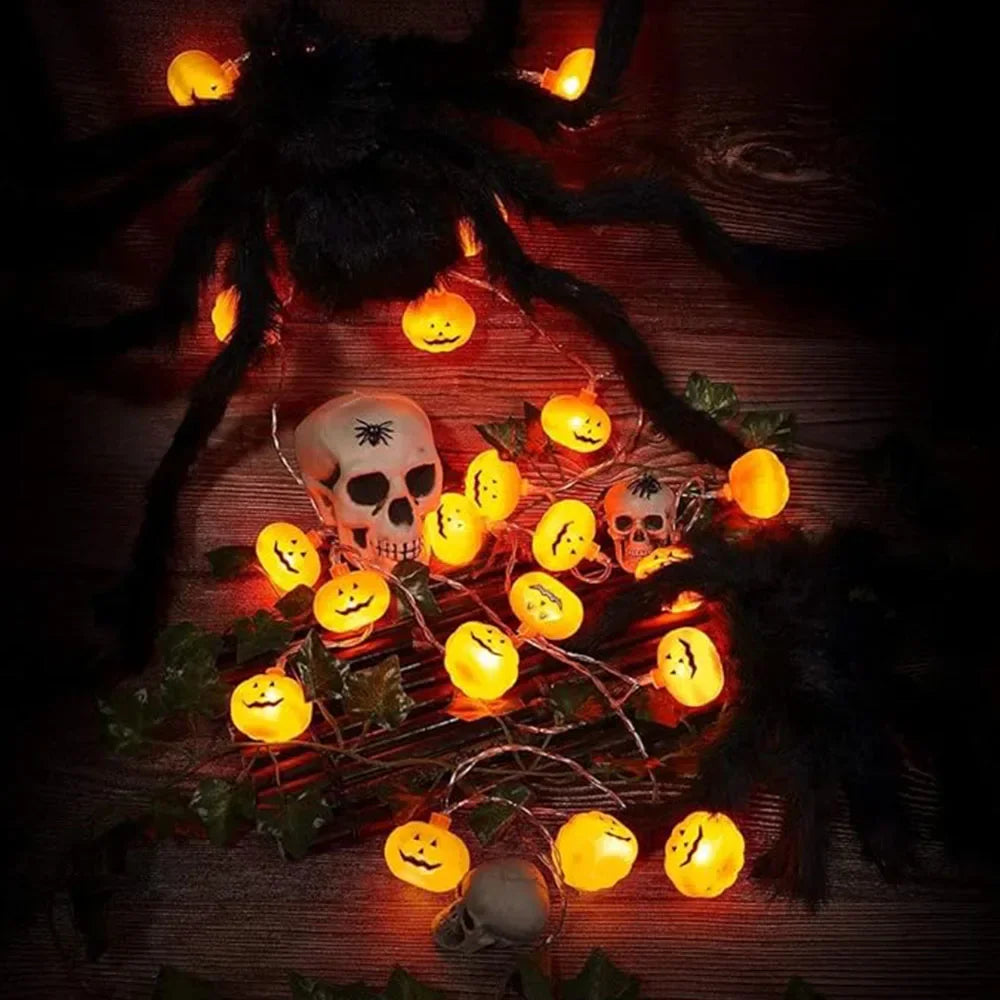 Halloween Pumpkin Led String Fairy Light Lamp Garland Battery Powered Waterproof Decorative Lanterns For Festive Room Ambiance