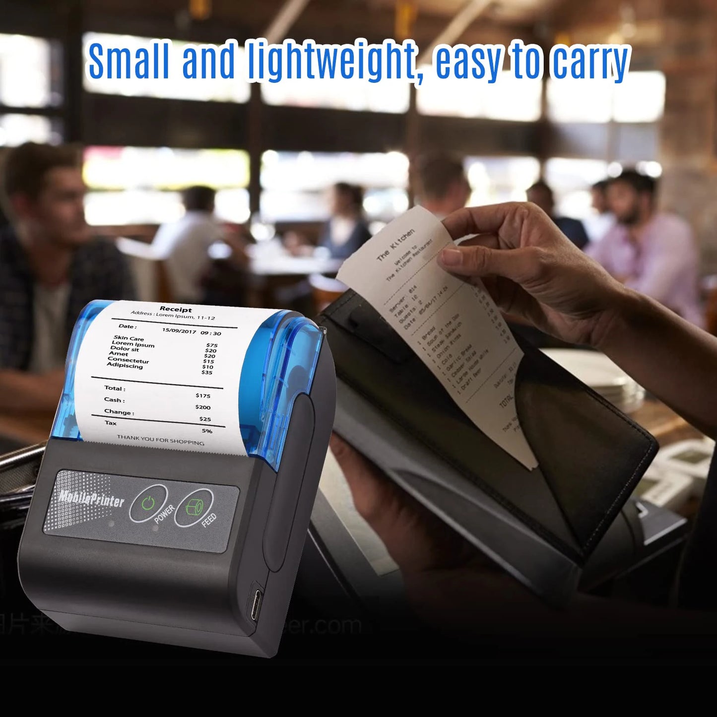 58mm Portable Thermal Receipt Printer Mobile Wireless Mini Bluetooth Ticket Bill Printer For Android IOS Windows Receipt Printer