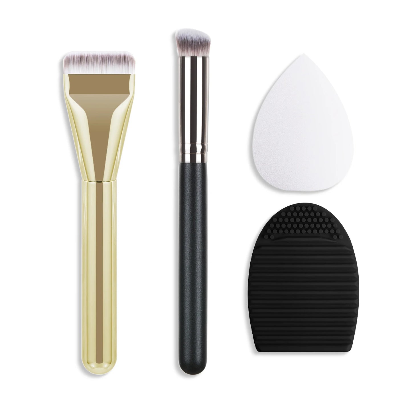 Ultra Thin Foundation Brush Makeup Mixing Palette with Spatula Flat Face Contour Brush Cosmetic Puff Blender Beauty Makeup Tools