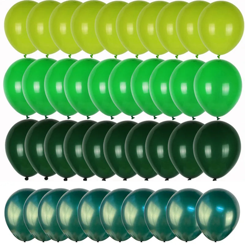40pcs Retro Dark Green Balloons Set Confetti Balloon Jungle Safari Animal Birthday Party Decorations Kids Boy Baby Shower Favors