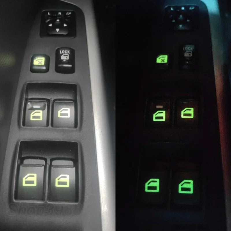 Car Interior Stickers Auto Accessories Car Window Button Luminous Sticker Lifter Switch Night Fluorescent Decals