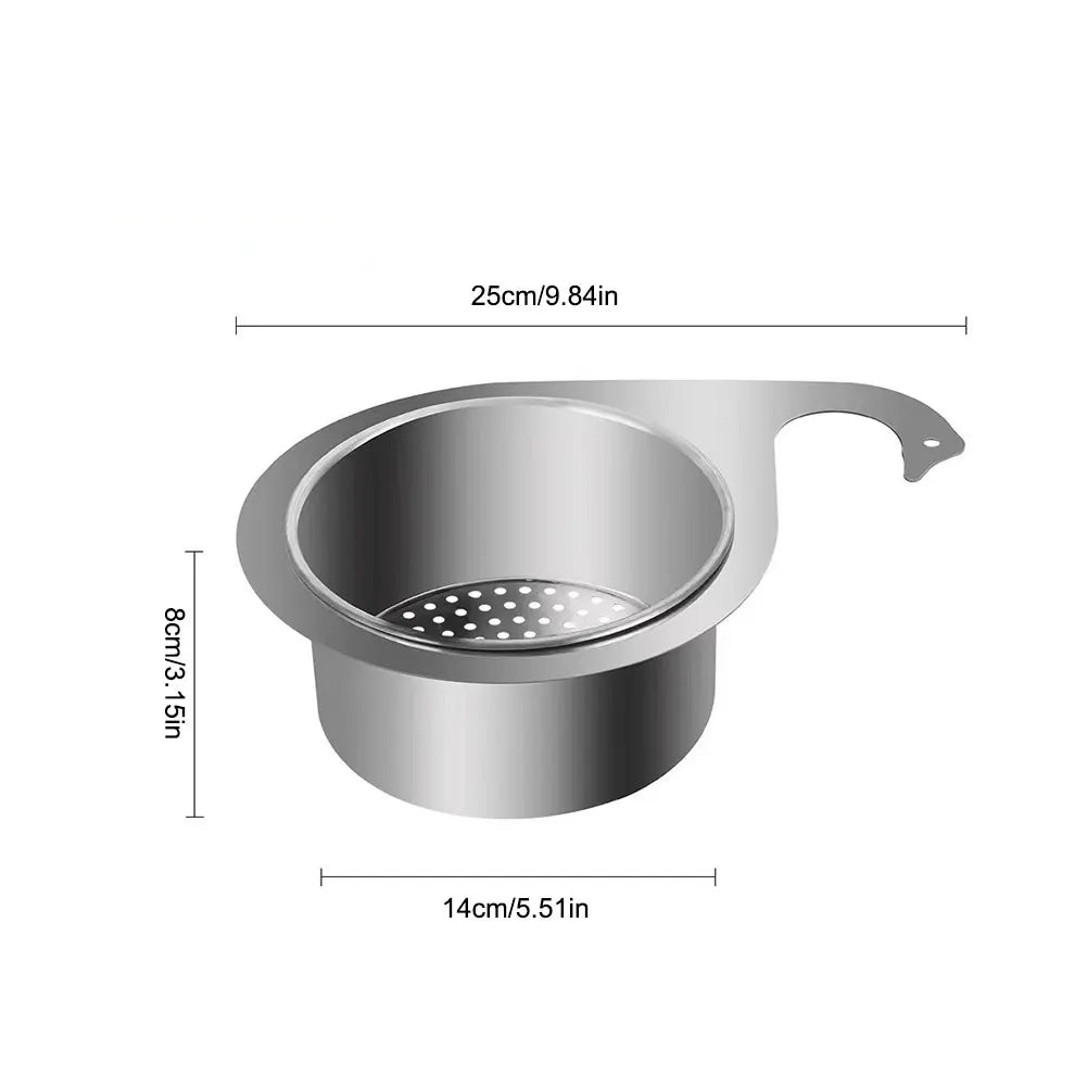 Stainless Steel Swan Sink Strainer Basket Removable Goosehead Storage Drainage Basket Goosehead Hanging Wet & Dry Drainage Racks