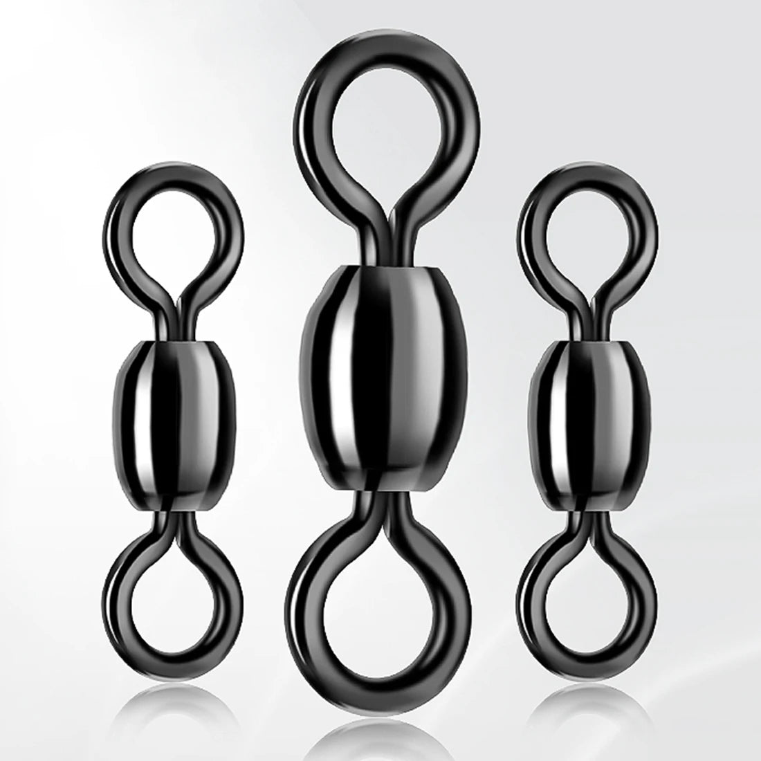 FishTrip 50Pcs Crane Swivels Rolling Swivels Stainless Steel Fishing Swivels Heavy Saltwater Fishing Tackles Black Nickel