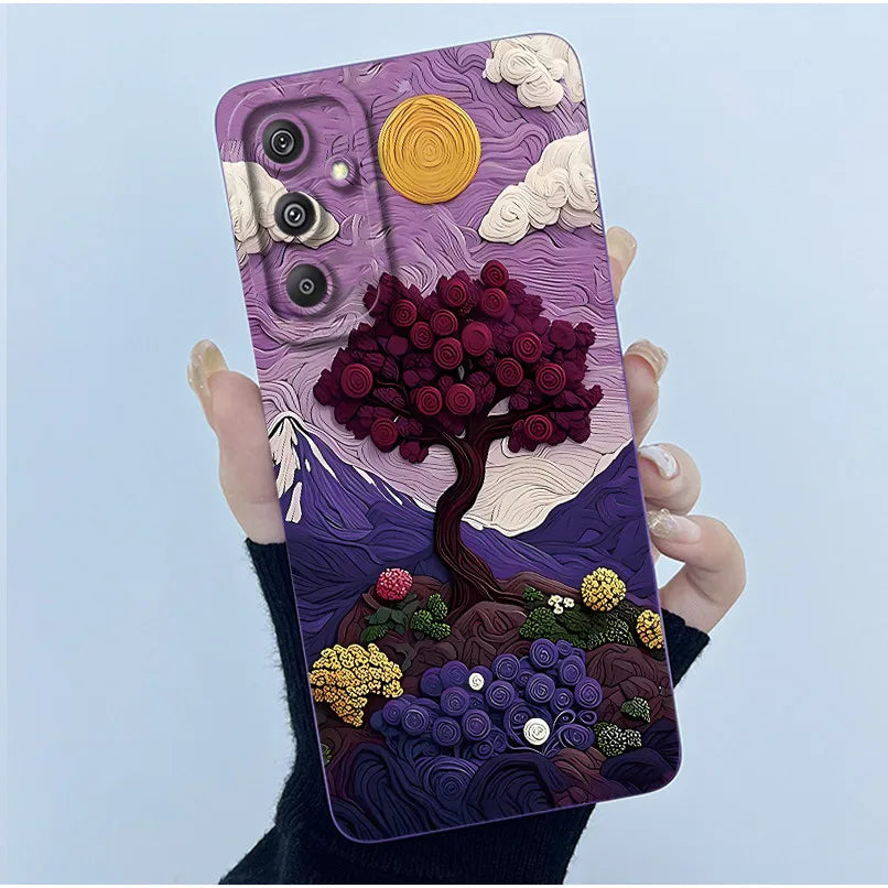 For Samsung Galaxy M34 M35 5G F34 5G Simplicity Flowers Liquid Shockproof Silicone Soft Phone Cover For SamsungM34 5G Case