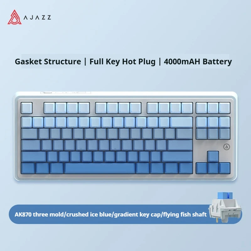 AJAZZ AK870 PLUS wireless three-mode mechanical keyboard hot-swappable screen gaming keyboard 87 keys