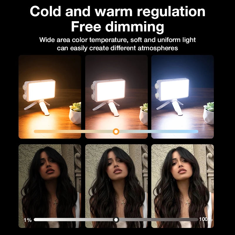 40W LED Camera Light CRI/TLCI 96+ 2700-6200K Bi-Color 6400mAh Photo Studio Video Lamp Handle Portable onCamera Photography Light