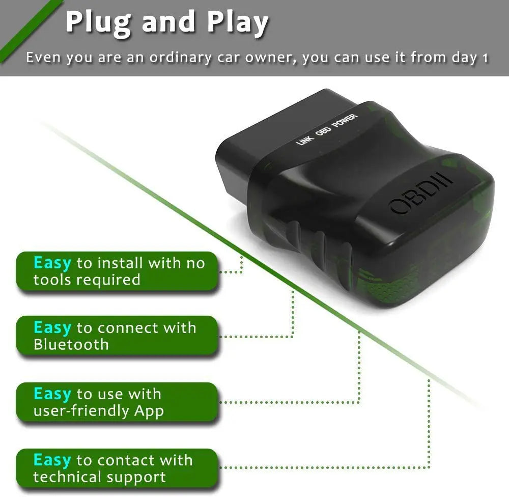 ELM327 Car Engine Diagnostic Scanner Bluetooth 4.0 OBD2 Diagnostic Tool for IOS Android PC System Auto Scan Fault Code Reader