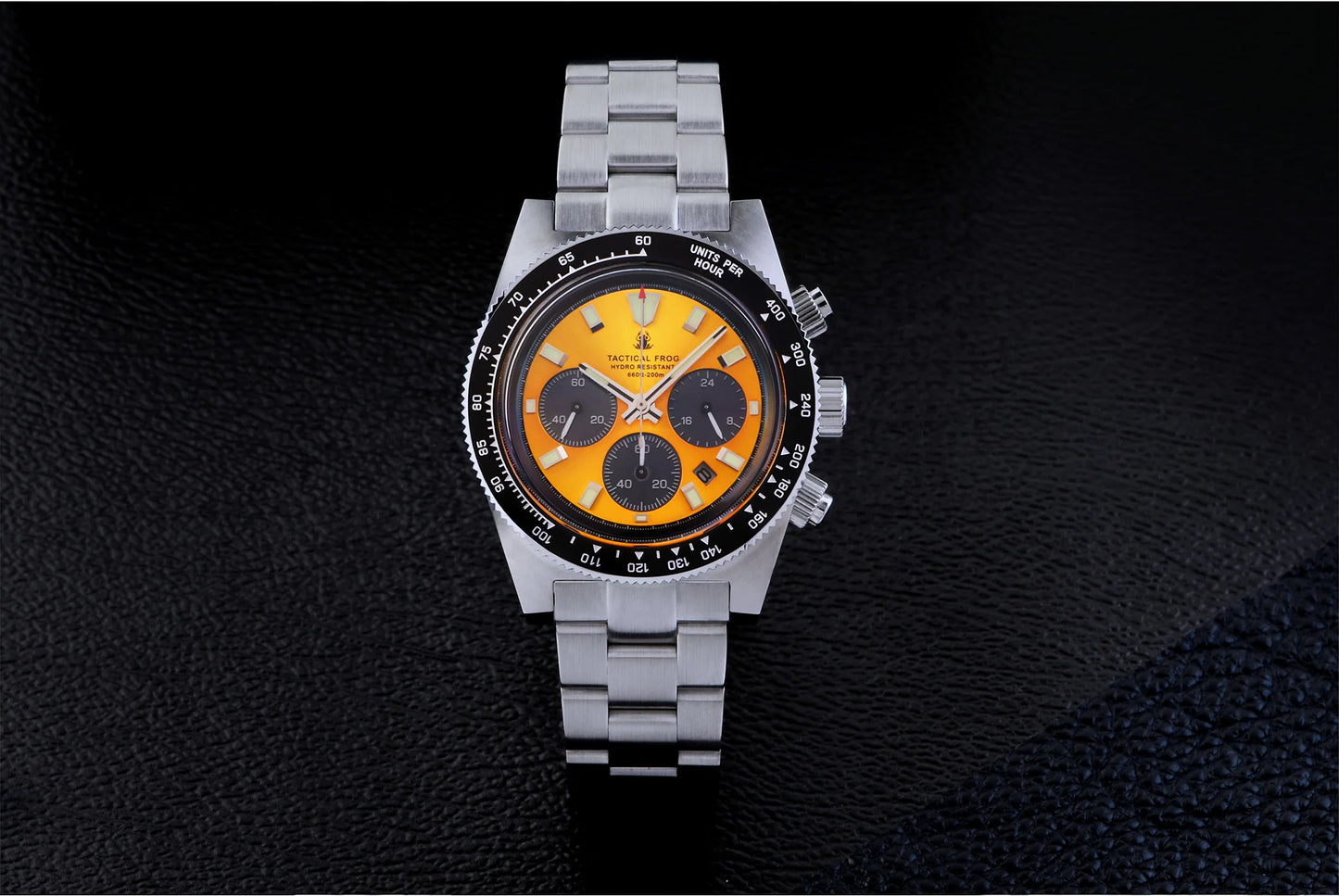 Tactical Frog Chronograph Watch Sapphire Crystal Mirror Ceramic Bezel V2 Solar VS75A Eco-Drive Quartz 20Bar Luminous Mens Watch