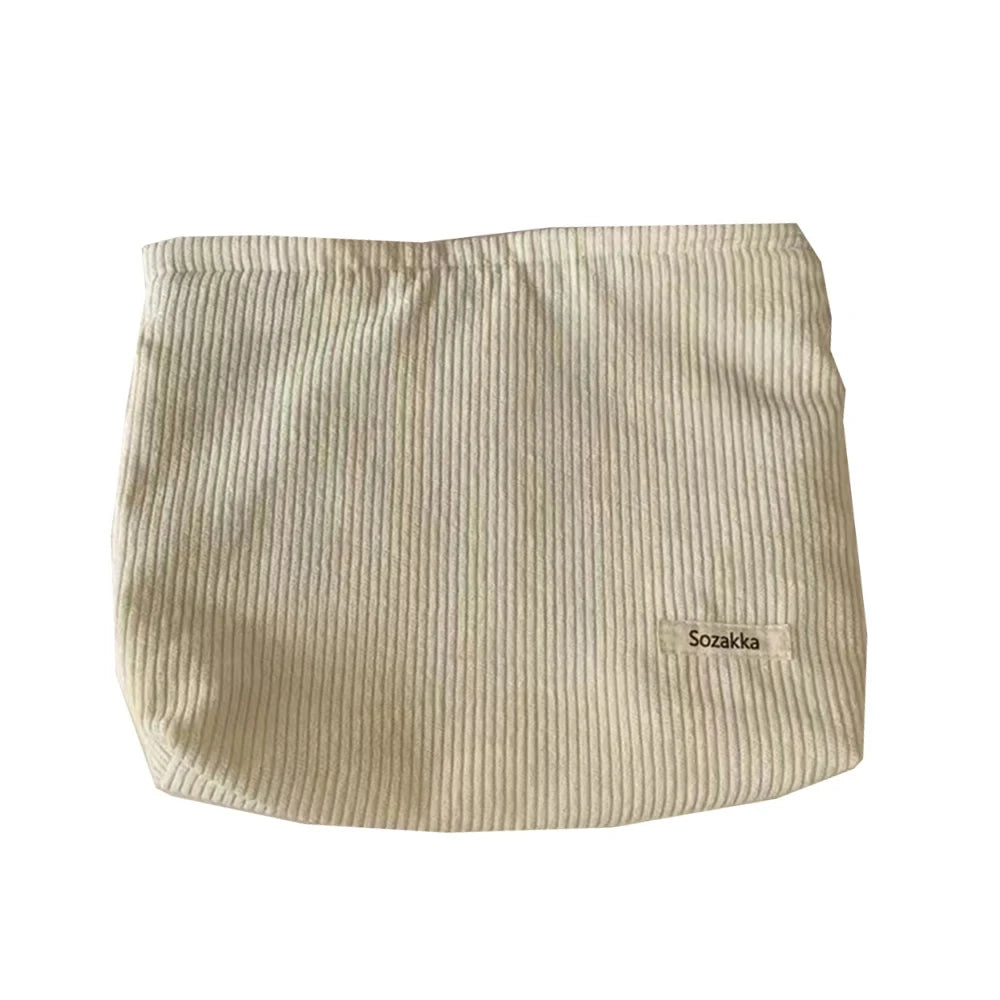 Corduroy Travel Cosmetic Bag Portable Makeup Storage Bag Purses Women Large Capacity Zipper Make Up Organizer Storage Clutch
