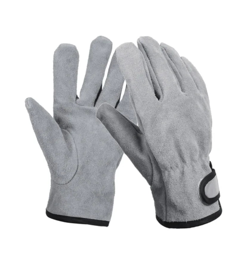 Leather Fire Resistant Heat Resistant Gloves Outdoor Barbecue Heat Resistant Wear Resistant Cooking Oven Gloves Two Layer