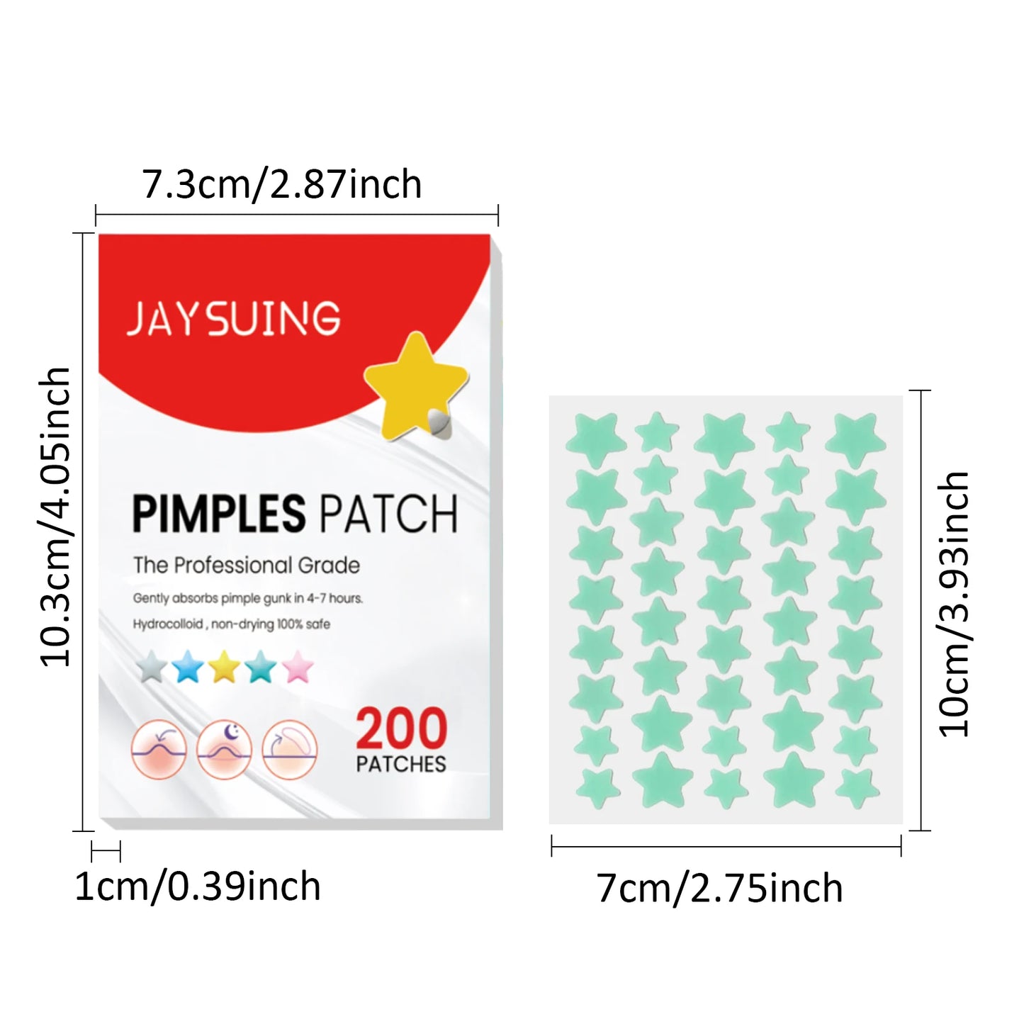 200Pcs Repair Acne Patch Fade Blemishes Pimple Marks Closed Acne Blemishes Hydrocolloid Star Shaped Cover Acne Pimple Patch