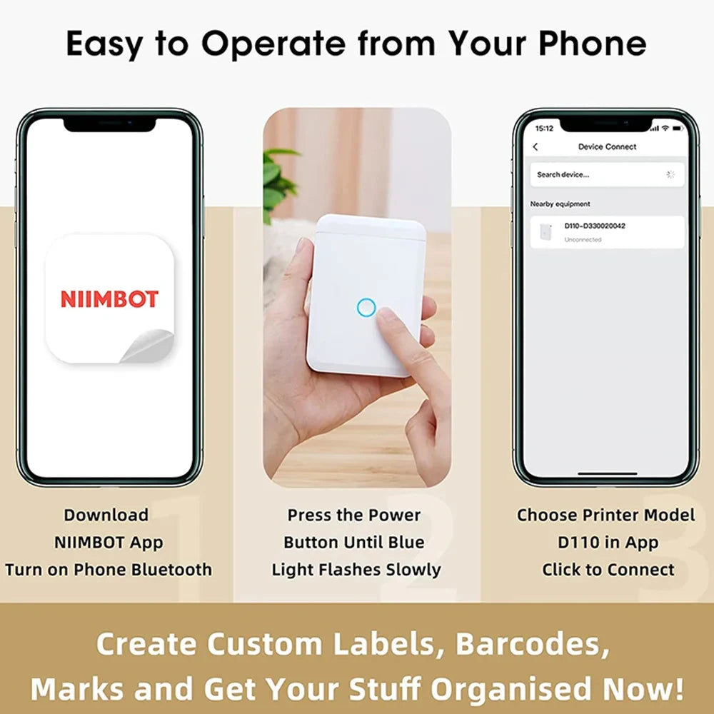Niimbot D110 Portable Mini Printer Thermal Adhesive Sticker Multicolour And Multistyle Label Printer Inkless Label UV Printer