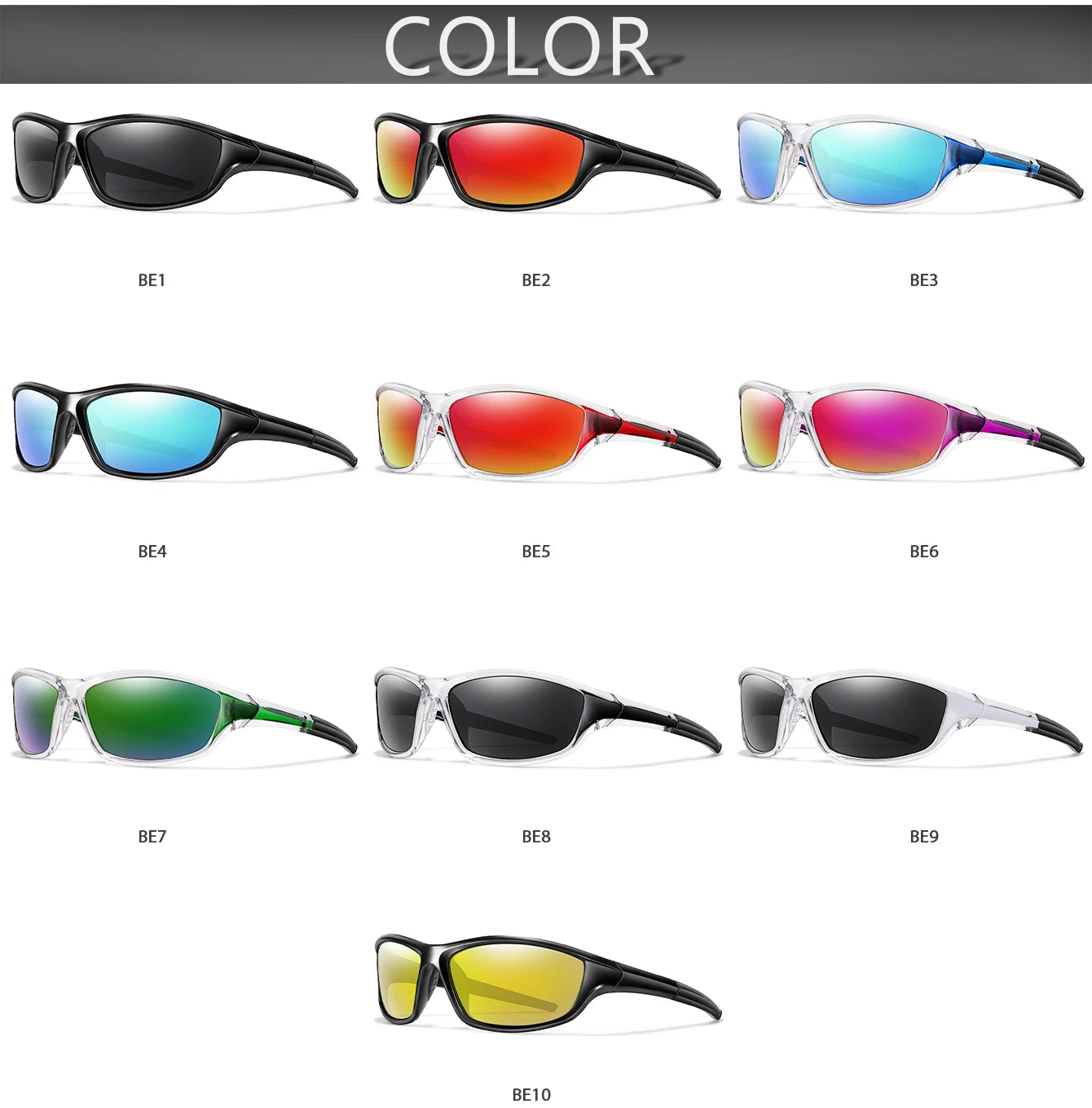 Men and Women Polarized Fishing Sunglasses Outdoor Sports Cycling Driving Hiking Eyewear Camping Travel Transparent Frame UV400