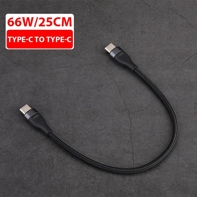 0.25M Type C Fast Charging Cable For Samsung Xiaomi Huawei Power Bank Data Cable PD66W USB C To Type C Cable for iphone 16 15