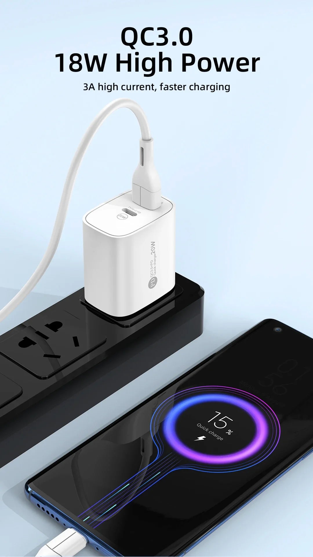 20W USB C Charger PD Fast Charging Quick Charge QC3.0 Type C Mobile Phone Wall Adapter for IPhone 15 Samsung Xiaomi USB Charger
