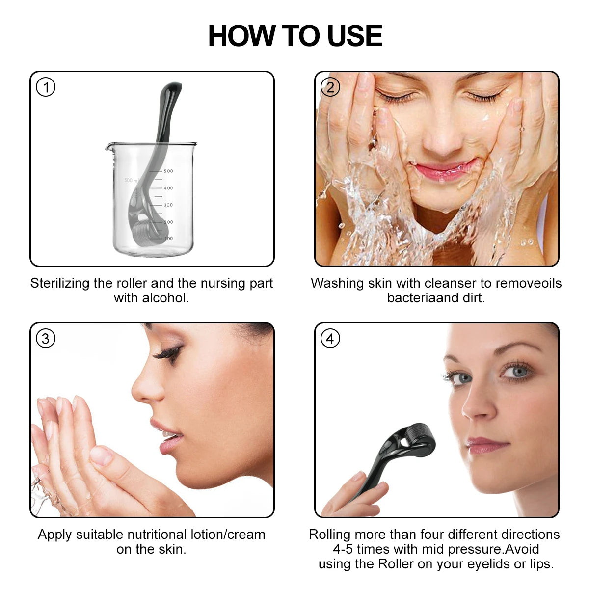 Micro Needle 540 Face Derma Roller For Hair Growth Professional Dermaroller For Beard Growth Skin Care Tool
