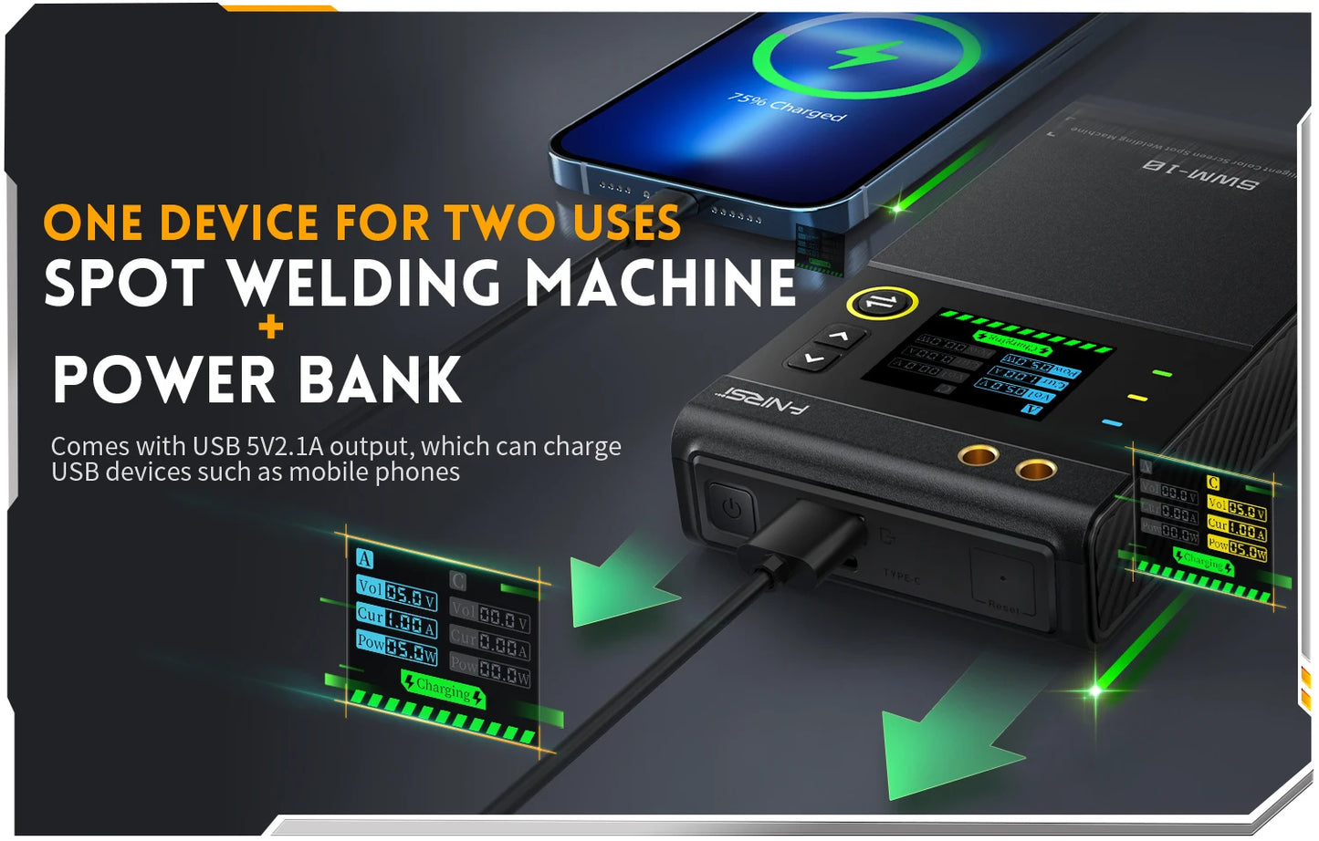 FNIRSI SWM-10 Portable Battery Spot Welder DIY Mini Welding Machine 18650 Battery Pack Welding Tool 5000mah Weldable 0.25mm