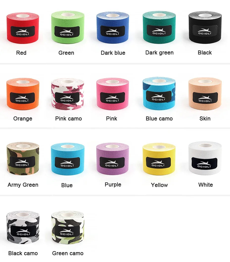 5 Pieces 5mx5cm Kinesiology Tape Sports Safety Tape Bandage Strain Injury Support Waterproof Elastic Physio Kinesiotape Patch
