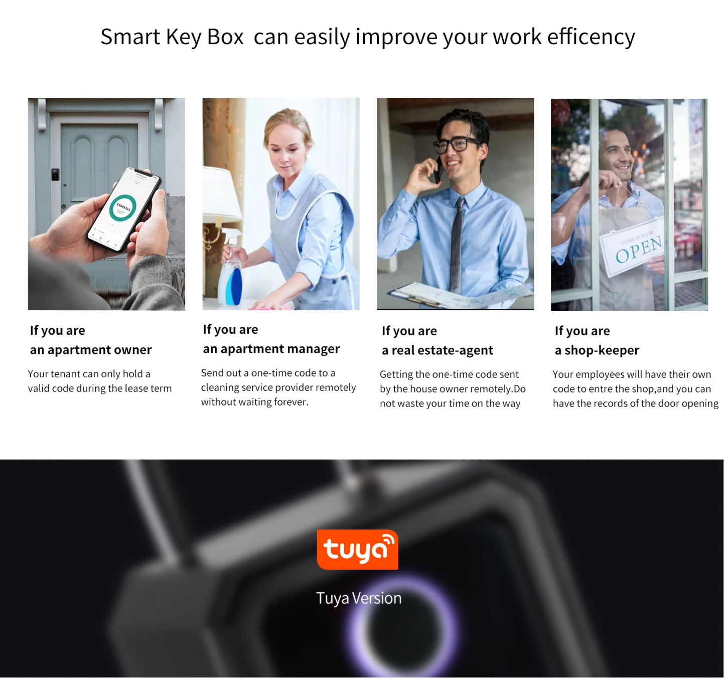 Tuya Smart Key Box Fingerprint Safe Storage Lock Key Digital Security Lockbox Combination Code IC Card Unlock Door Airbnb Rental