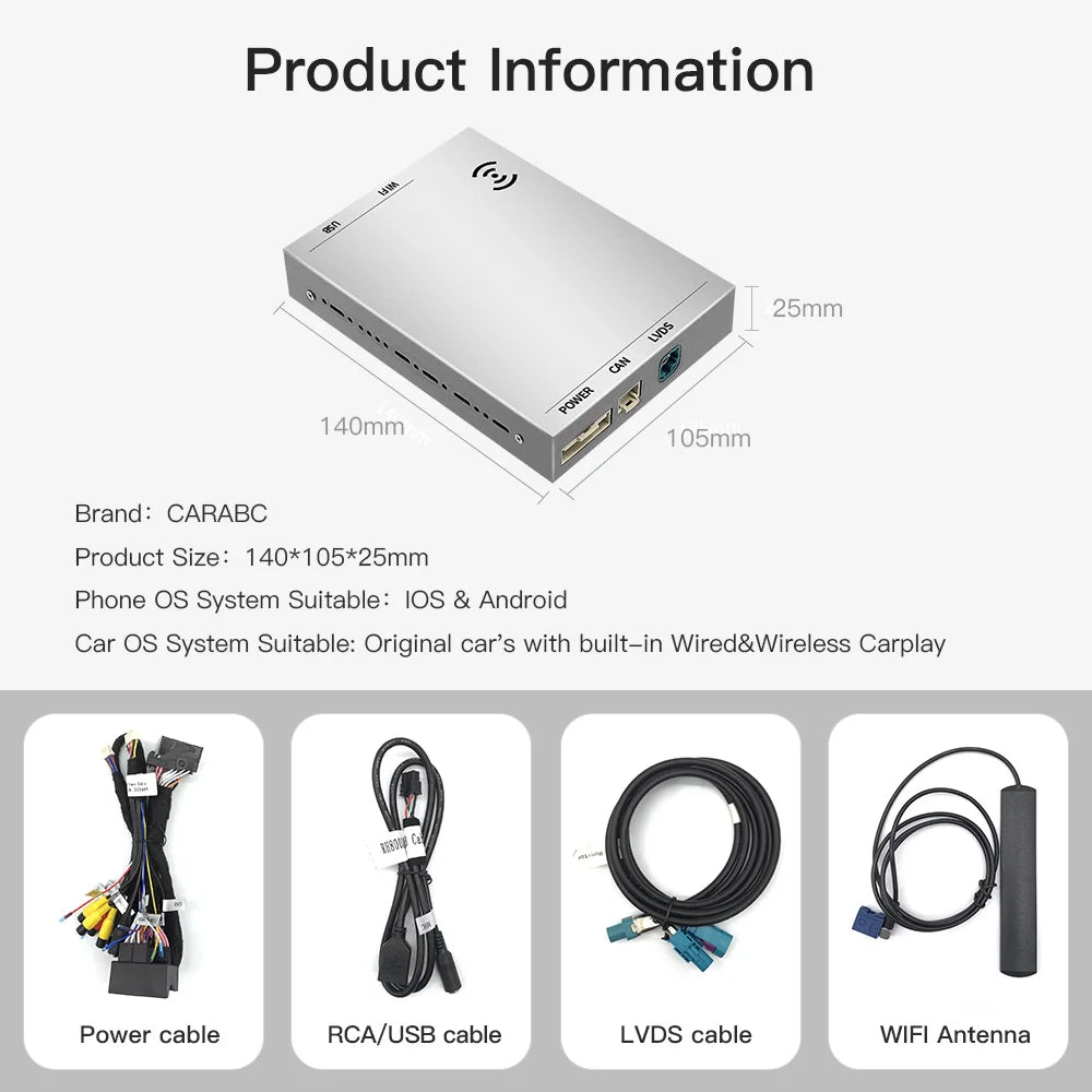 CARABC Wireless  Carplay Android Auto For Peugeot&Citroen SMEG&MRN NAC 208 308 508 3008&C4 DS3 DS5 Support Reverse Camera