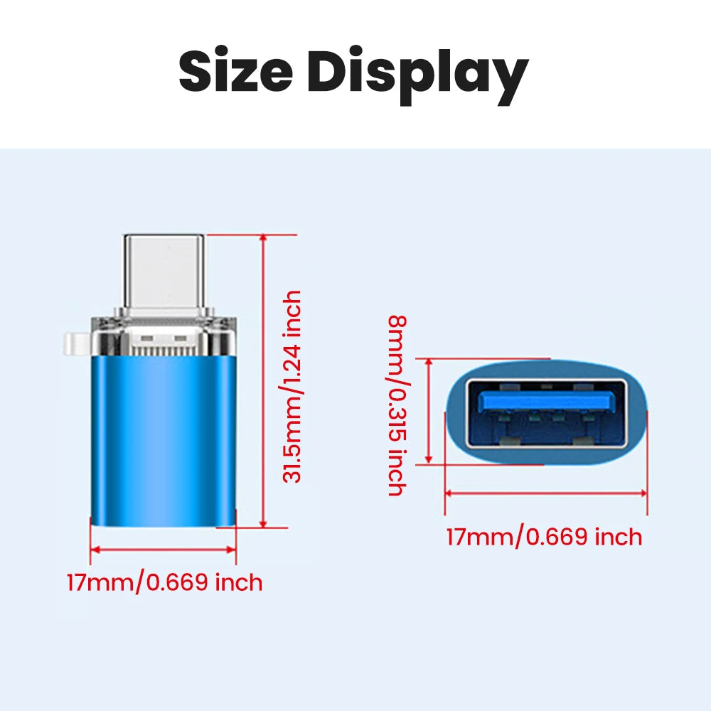 Mini OTG Type C to USB Adapter 3.0 USB C Male To USB A Female Data Connector For iphone 15 16 Xiaomi Samsung Huawei PC Laptop