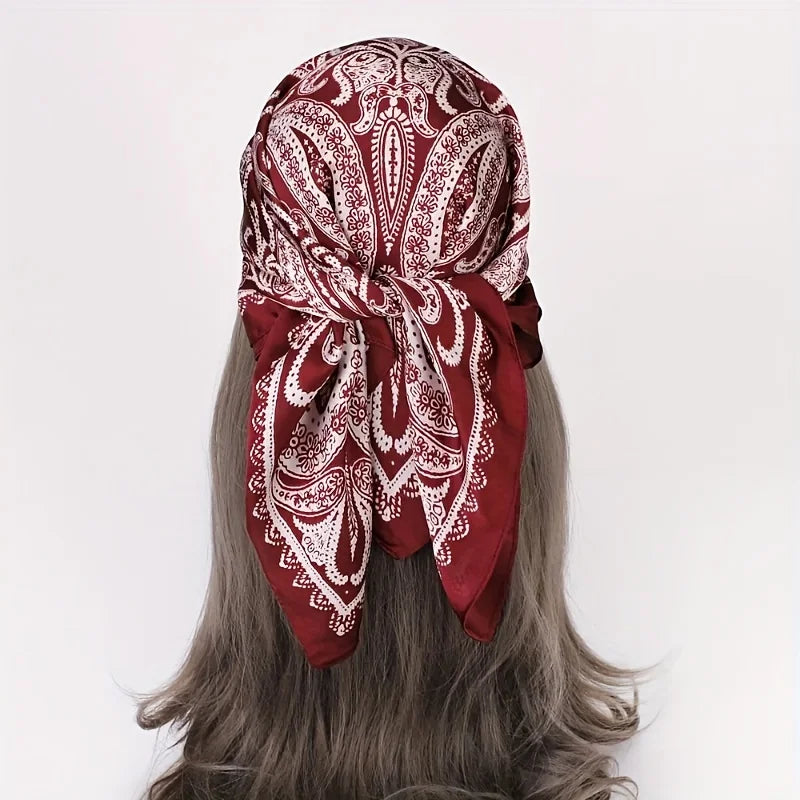 2025 New Paisley Print Small Square Scarf Soft Satin Silk-like Thin Neck Scarf Mature Style Sunscreen Headscarf For Women
