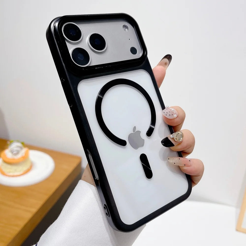 Luxury Lens Protect Stand Holder Bracke Clear Phone Case For iPhone 17 Pro Max 17 Pro Large Window Shockproof Armor Bumper Cover