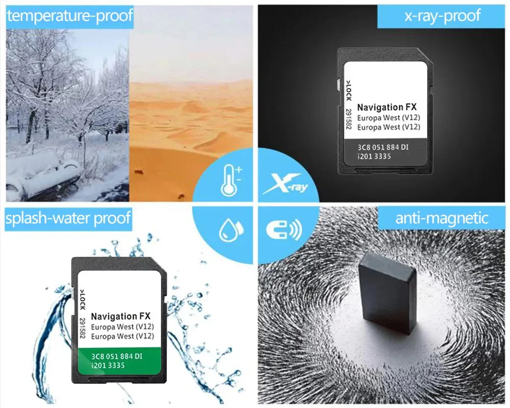 for VW Golf 6 (5K) (2008 -2014) FX V12 RNS 310 WEST Europe Cover Norway Austria UK EN Sat Naving GPS SD Card