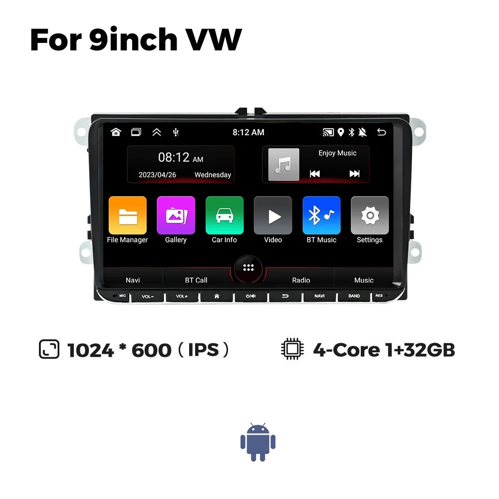 7/8/9" Android13 BT GPS Car Multimedia Radio for Volkswagen VW Golf 5 6 Polo Passat B6 B7 CC Skoda Jetta Tiguan Touran GOLF POLO