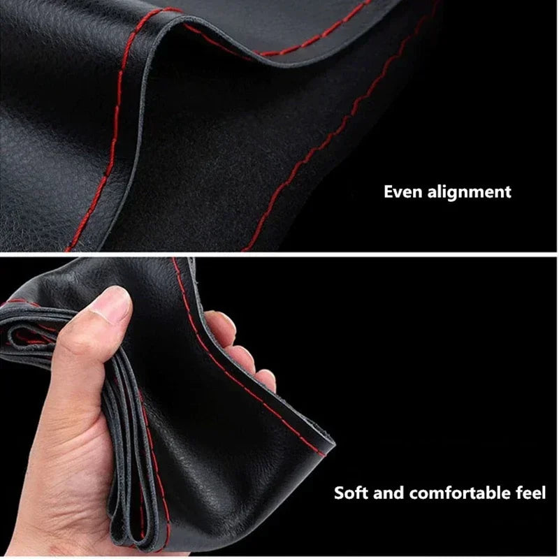 DIY 38cm Steering Wheel Covers soft Leather braid on the steering-wheel of Car With Needle and Thread Interior accessories